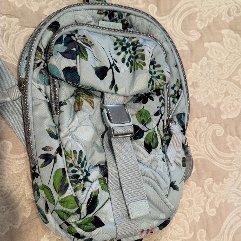 Vera Bradley Light Blue Floral Quilted Mini Backpack